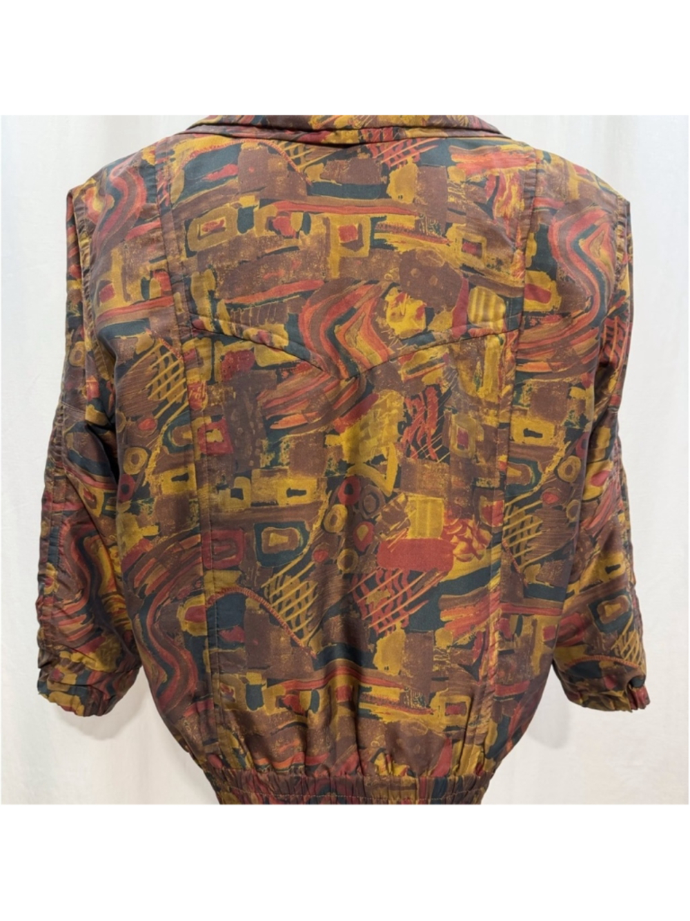 Vintage London Fog Abstract Baroque Bomber Jacket 80s 90s Earth Tone men's large - Picture 3 of 6